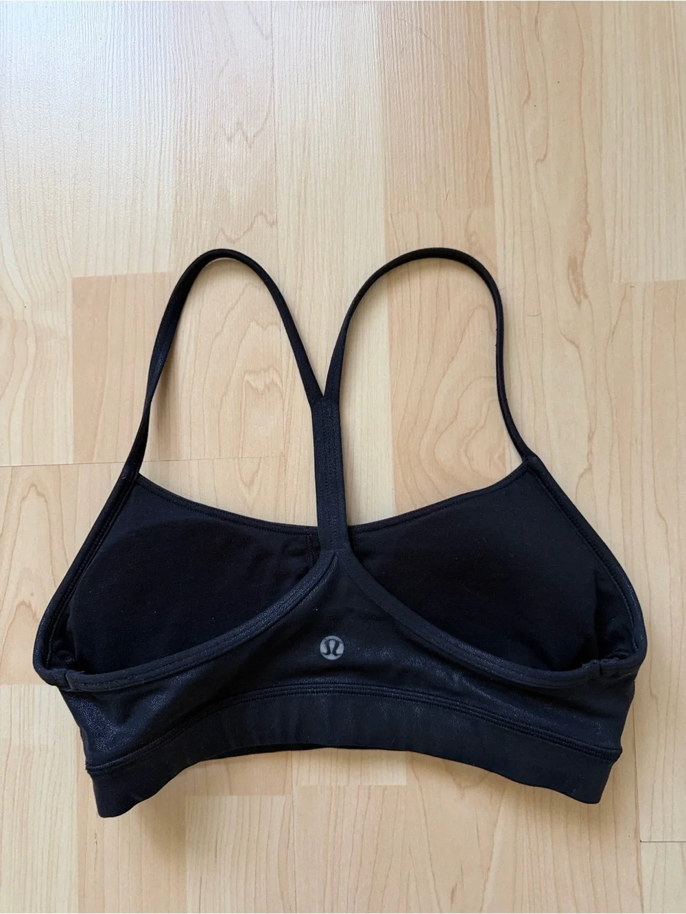 Lululemon Flow Y Nulu Shine *Light Support Black sports bra, size 4